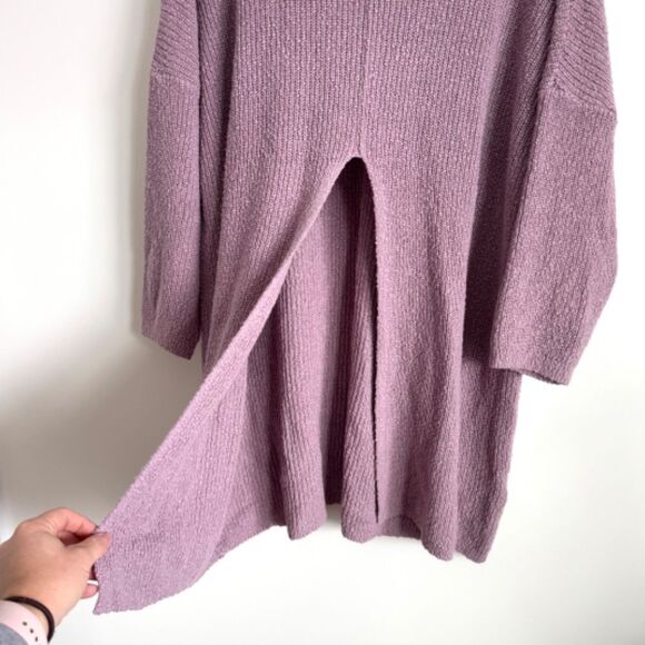 Free People Beach Coco Split Front Long Length Sweater - Lilac | Size M - Picture 5 of 8